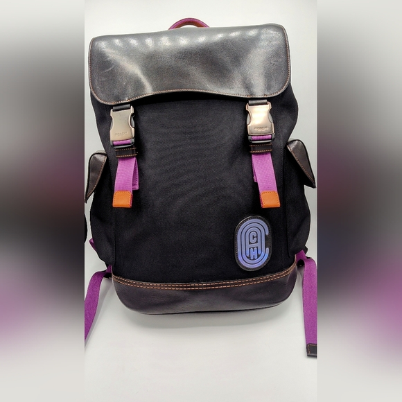 SOLD- Coach Rivington Backpack With Coach Patch-Black/Purple. EUC - Picture 2 of 10